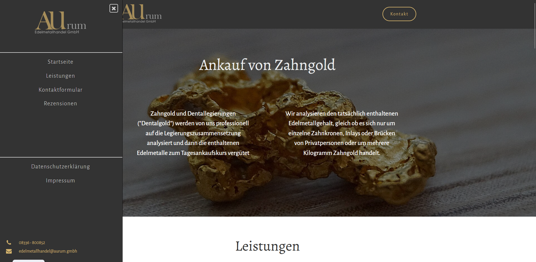 Vorschau der Website von Aurum Edelmetallhandel GmbH